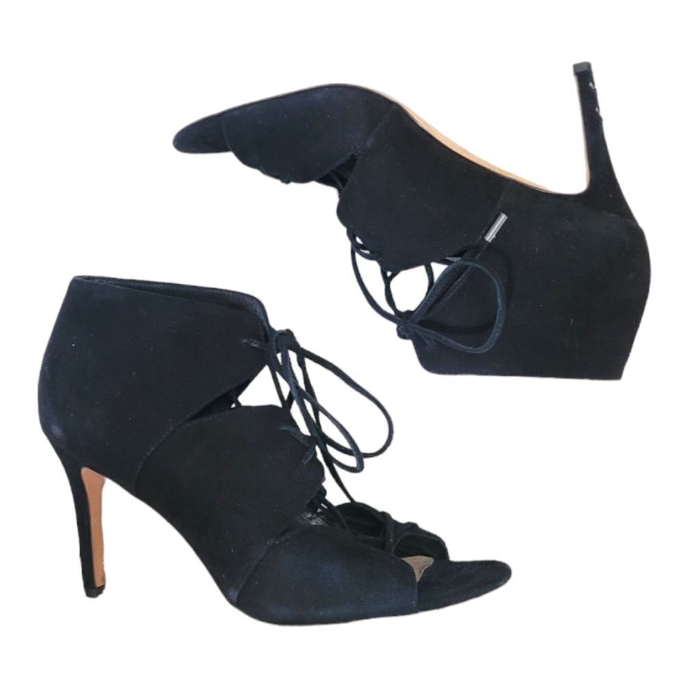 Via Spiga Women's Black Lace Up Boot Heels Size 8.5